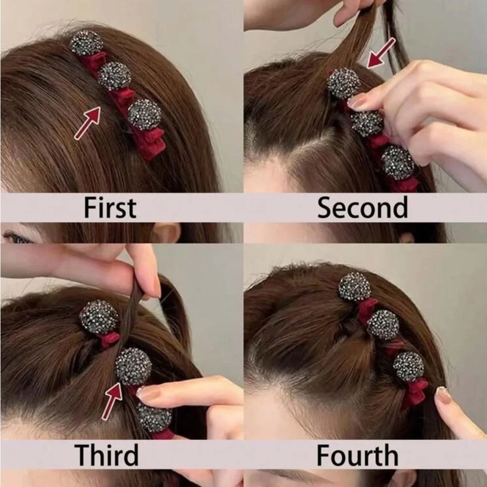 Elegant Velvet Red and Sparkling Silver Large Hair Clip Barrette